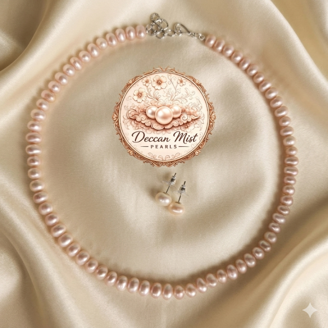 Sophisticated Pinkish Ivory Luxury Pearls Set- CA-120